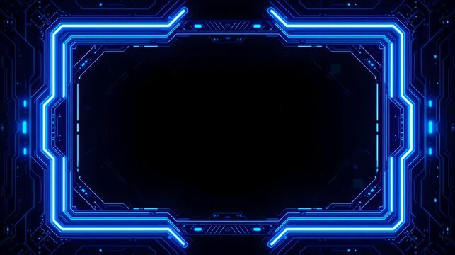Bright blue glow frames futuristic digital interface