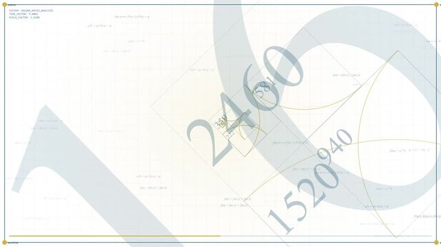 Infinite Fibonacci Spiral and Golden Ratio Animation with Mathematical Geometry and Grid Background