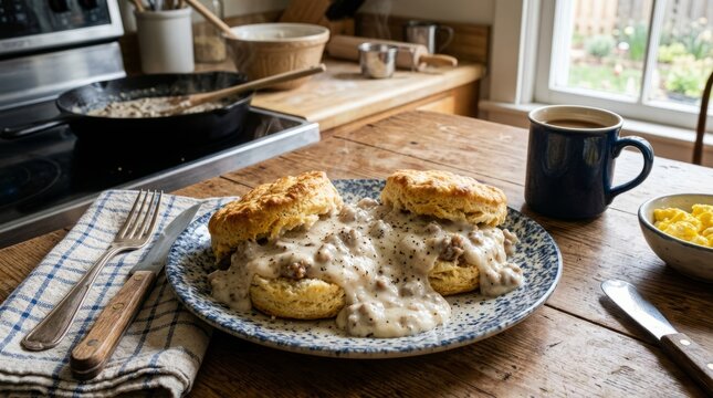 Freshly baked casserole dish served on rustic wooden table outdoors.
