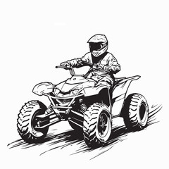 Naklejka premium ATV Racing Rider Vector Illustration Isolated On White Background