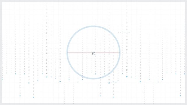 Mathematical Pi Constant Digits Scrolling in Digital Rain Matrix Style on Clean White Background