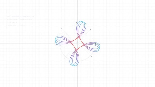 Intricate Digital Spirograph Animation Drawing Complex Floral Geometric Patterns on White Grid Paper