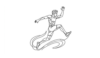 Fototapeta premium Continuous one line athlete sport figure vector illustration isolated on white