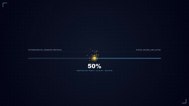 Futuristic Digital Progress Bar with Burning Fuse Spark Effect for Data Transfer and Loading Status