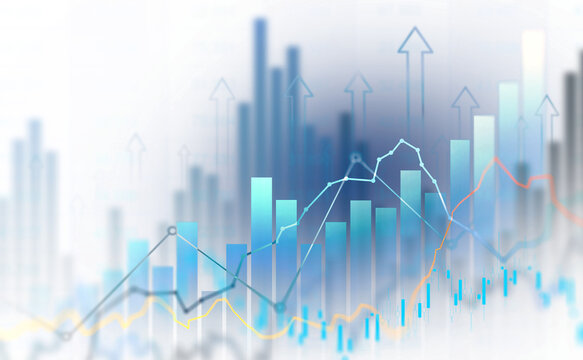 Transparent business finance chart featuring upward trend, investment analytics, economic data and stock market performance.	
