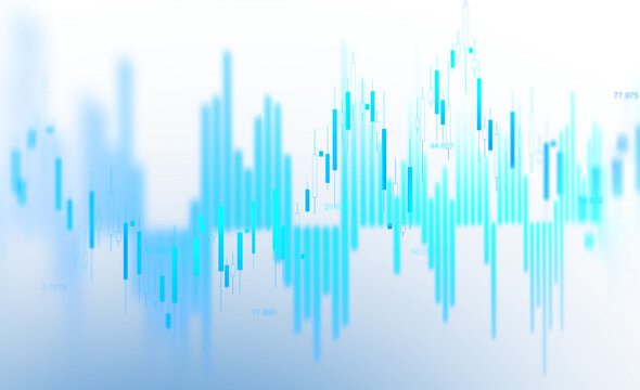 Transparent stock market chart with candlestick bars and rising trend line. Digital finance background showing trading, investment growth, profit analysis and economic data.	
