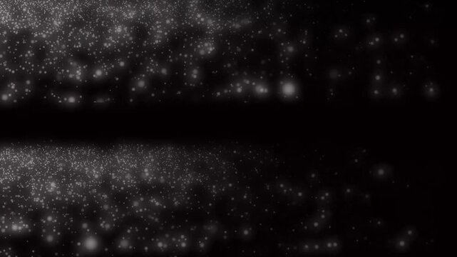 Two Streams of animated White Glowing Particles Flowing from Opposite Sides on a Black Background abstract, highlighting abstract motion, digital visuals, and futuristic effects.