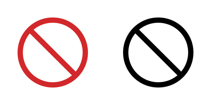 Prohibition Symbol Icon Set. No Entry, Restriction, Warning, Forbidden Action And Safety Regulation Silhouette Sign Collection. Isolated Vector Illustration