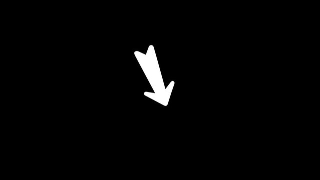 A arrow cursor pointing animation. Animated arrow pointing downward on a background. 4k regulation.