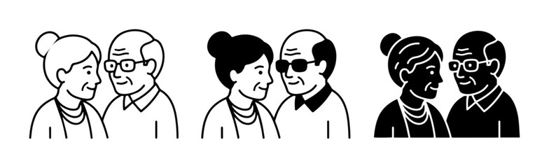 Fototapeta premium Elderly Couple Icons, Senior Love, Retirement Lifestyle, Diverse Representation