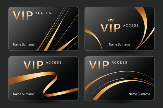 VIP access card template. Elegant black and golden vip cards for luxury brand business.