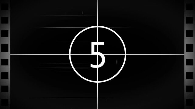Animation of Old movie film countdown 10 second. Vintage countdown old film 10s, countdown from 10 to 1 number.