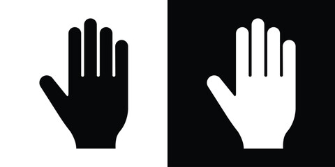 Open human hand palm icon set. Clean flat vector design showing five fingers raised, ideal for voting, stopping, or greeting UI elements. © bibin