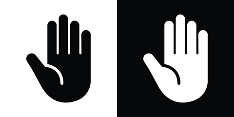 Open human hand palm icon set. Clean flat vector design showing five fingers raised, ideal for voting, stopping, or greeting UI elements. © bibin