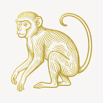 Vintage monkey illustration art