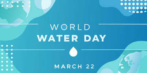 Naklejka premium Water drop illustration with abstract blue shapes and world water day text