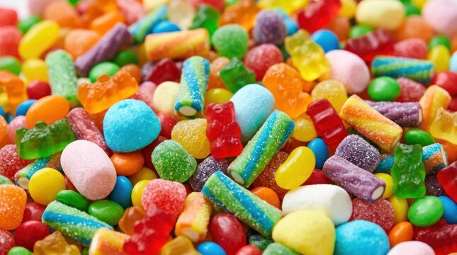 Colorful assortment of sweet jelly candies.