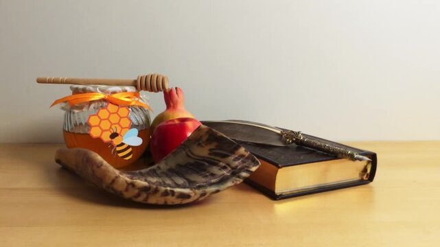 Rosh hashanah traditional symbols for jewish new year celebration