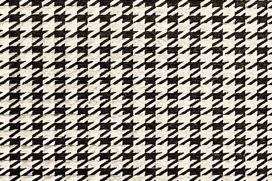 black white fabric texture background with geometric houndstooth pattern