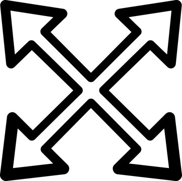 Expand icon, fullscreen arrows symbol isolated on white background