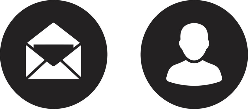 Set of communication icons including an open envelope and a user profile silhouette