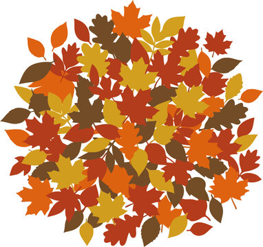 Autumn leaves pile in a circular arrangement