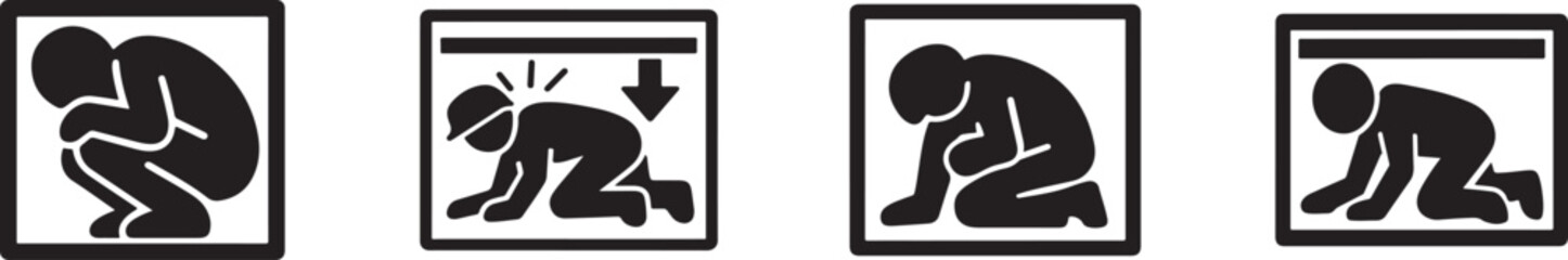 Obraz premium Confined spaces multipurpose icon set with editable stroke vector for safety, industry and workplaces.