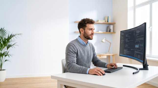 Software developer reviewing resumes for potential candidates