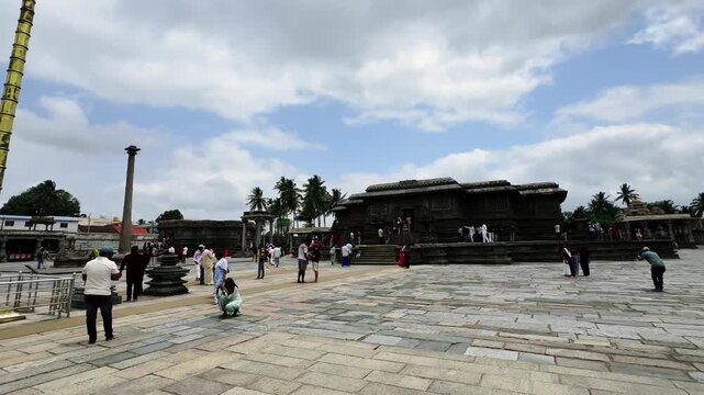 Breathtaking architectural details of the 12th-century Chennakeshava Temple in Belur, Karnataka, India.