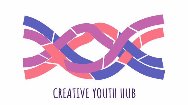 Vibrant intertwined ribbons form logo for Creative Youth Hub organization