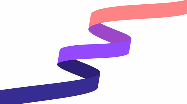 Multicolored ribbon twists and turns in abstract motion.