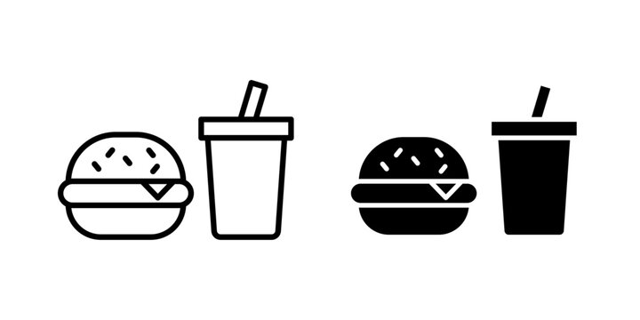 Fast Food Icon represents quick meals, restaurant dining, and takeaway services with an editable outline vector illustration.