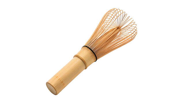 Traditional Japanese bamboo matcha whisk chasen authentic tea ceremony tool asset isolated on transparent background