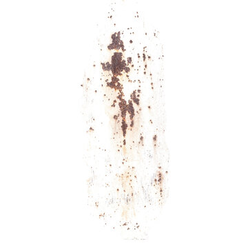 Transparent background texture of a realistic weathered rust stain overlay