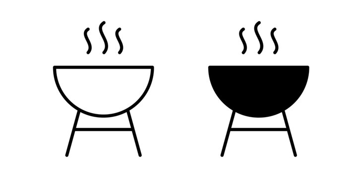 Grill Icon represents barbecue cooking, outdoor grilling, and kitchen equipment with an editable outline vector illustration.