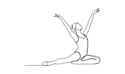 Elegant female dancer in a minimalist continuous line sketch with ballerina, continuous © Stockline