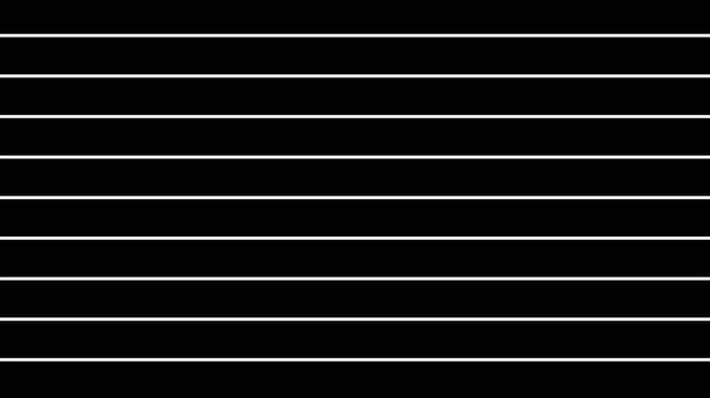Geometric horizontal blinds wipe transition from white to black background