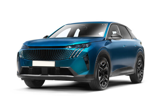 Front Left View of Modern Bluish Green SUV