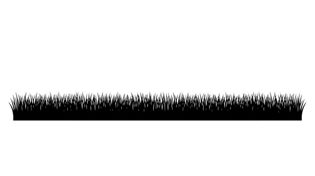 Curved black grass field silhouette vector landscape element.
