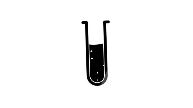 Hand-Drawn Science Test Tube Animation with Swirling Colored Liquid Inside, Medicine and Scientific Discovery, Sketch Style Motion Graphic