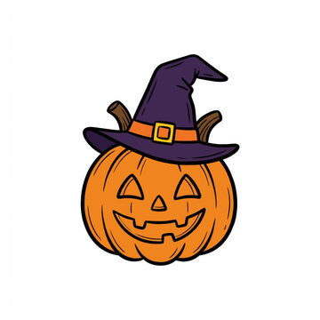 Happy Halloween Pumpkin Witch Hat Trick Treat