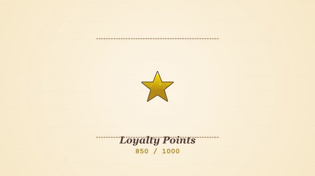 Loyalty points counter interface showing a gold star icon animation