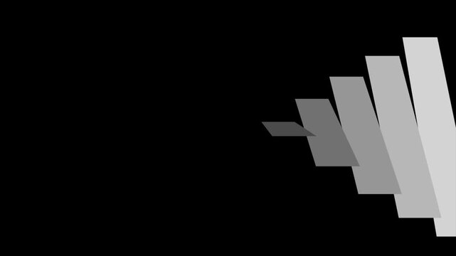 Geometric vertical bar wipe transition animation loop featuring cascading white rectangular slats transitioning a solid white screen to a black background