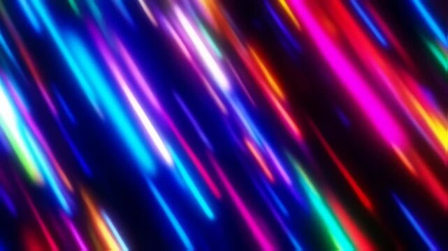 Diagonal streaks of neon colors cross a dark background, creating a dynamic and vibrant visual effect