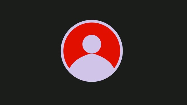 Red and White User Profile Avatar Icon with Simplified Human Figure, Symbol of Personal Account, Member, Contact, Social Media Identity and User Information, Flat Graphic Isolated on Black Background