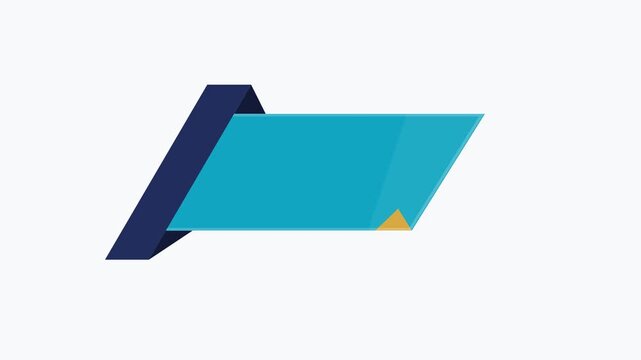 Modern Blue Geometric Ribbon Banner Lower Third with Smooth Curves and Layered Design, Empty Space for Text, Headlines and Details, Professional Overlay Element for Video and Broadcast Use