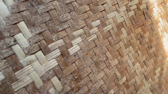 Traditional Woven Bamboo Texture Surface Background