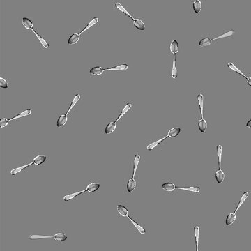 seamless pattern silver spoon cartoon. table food, fork silverware, metal knife silver spoon sign vector