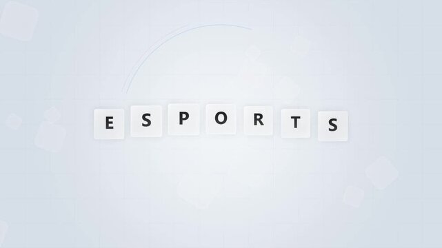 Esports word title animation with clean minimal blue background design