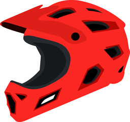 Obraz premium Red Mountain Bike Helmet Flat Design Vector Illustration